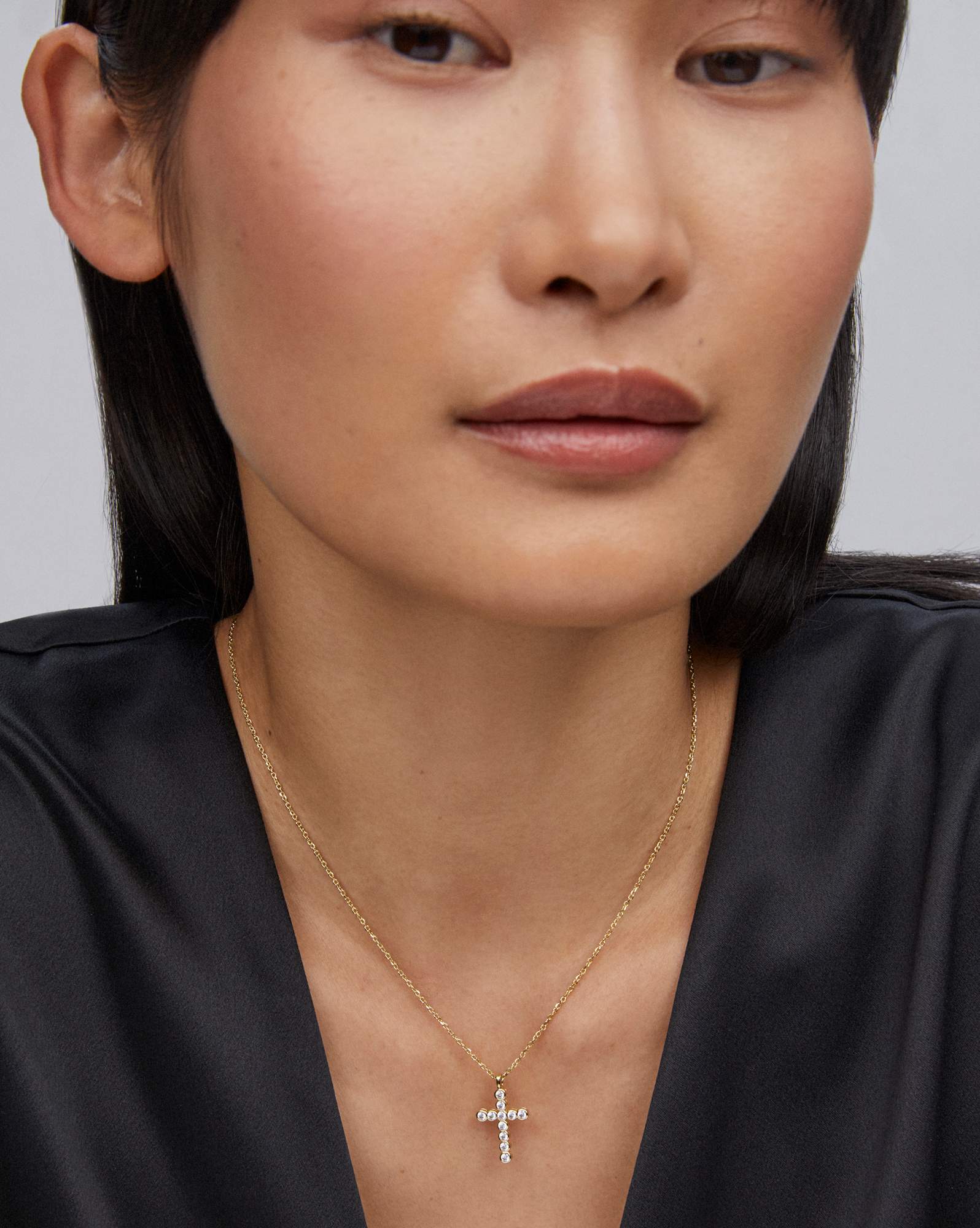 Cross Gold Pendant Necklace in White CZ | Kendra Scott